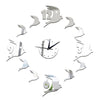 3D Acrylic Wall Clock Swallow Mirror    silver - Mega Save Wholesale & Retail