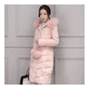 Real Fox Fur Collar Middle Long Down Coat Woman   pink   S - Mega Save Wholesale & Retail - 1
