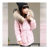 Winter Middle Long Down Coat 100% Fur Collar Girl   pink   120cm - Mega Save Wholesale & Retail - 2