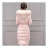 Real Fox Fur Collar Middle Long Down Coat Woman   pink   S - Mega Save Wholesale & Retail - 3