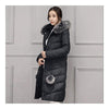 Real Fox Fur Collar Middle Long Down Coat Woman   black   S - Mega Save Wholesale & Retail - 2