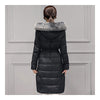 Real Fox Fur Collar Middle Long Down Coat Woman   black   S - Mega Save Wholesale & Retail - 3