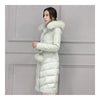 Real Fox Fur Collar Middle Long Down Coat Woman   pea green   S - Mega Save Wholesale & Retail - 2