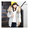 Winter Middle Long Down Coat 100% Fur Collar Girl   silver grey   120cm - Mega Save Wholesale & Retail - 3