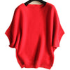 Woman Loose Wool Knitwear Sweater Boat Neck  red   S - Mega Save Wholesale & Retail - 1