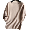 Woman Loose Wool Knitwear Sweater Boat Neck   light camel   S - Mega Save Wholesale & Retail - 1