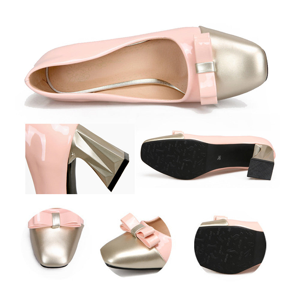 Small Square Last Chromatic Color Fashionable Shoes  black - Mega Save Wholesale & Retail - 3
