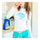 Woman Diving Suit Surfing Yoga Fitness Clothes Tops    white ellipse   S
