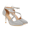 Plus Size Pointed Women Thin Shoes Hollow   silver