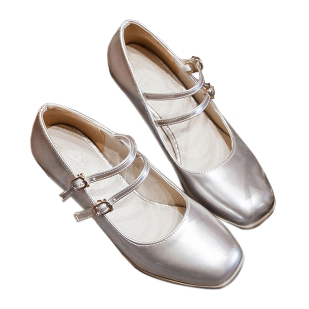 High Heel Double Buckle Women Shoes Plus Size  silver - Mega Save Wholesale & Retail - 1