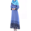 Muslim Long Dress Chiffon Printing Women Garments Autumn   cyan - Mega Save Wholesale & Retail - 1