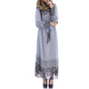 Muslim Long Dress Chiffon Printing Women Garments Autumn   grey - Mega Save Wholesale & Retail - 1