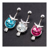 Owl Emulational Crystal Navel Ring     platinum plated pink zircon - Mega Save Wholesale & Retail - 4