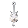 Owl Emulational Crystal Navel Ring   platinum plated white zircon - Mega Save Wholesale & Retail - 1