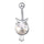 Owl Emulational Crystal Navel Ring   platinum plated white zircon - Mega Save Wholesale & Retail - 1