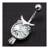 Owl Emulational Crystal Navel Ring   platinum plated white zircon - Mega Save Wholesale & Retail - 2