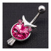 Owl Emulational Crystal Navel Ring     platinum plated pink zircon - Mega Save Wholesale & Retail - 2