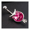 Owl Emulational Crystal Navel Ring     platinum plated pink zircon - Mega Save Wholesale & Retail - 3