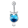 Owl Emulational Crystal Navel Ring    platinum plated blue zircon - Mega Save Wholesale & Retail - 1