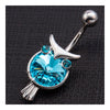 Owl Emulational Crystal Navel Ring    platinum plated blue zircon - Mega Save Wholesale & Retail - 2