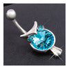Owl Emulational Crystal Navel Ring    platinum plated blue zircon - Mega Save Wholesale & Retail - 3