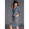 Fashion New Women's Washed Denim Dress Long Slim Casual Jean Dresses Floral printed S - Mega Save Wholesale & Retail - 2