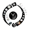 Creative Wall Clock Arc Acrylic 3D Mirror   silver mirror+black mirror - Mega Save Wholesale & Retail