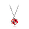 Korean jewelry wholesale crystal ball colorful crystal necklace - Love Cube 1111-46   Silver  red - Mega Save Wholesale & Retail