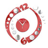 Creative Wall Clock Arc Acrylic 3D Mirror   silver mirror+red mirror - Mega Save Wholesale & Retail
