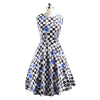 Summer Middle Long Slim Printing Sleeveless Dress   blue   S - Mega Save Wholesale & Retail - 1