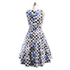 Summer Middle Long Slim Printing Sleeveless Dress   blue   S - Mega Save Wholesale & Retail - 2