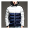 Man Contrast Color Hoodied Slim Cotton Coat   white  M - Mega Save Wholesale & Retail - 1