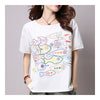 Loose Casual Little Fish Short Sleeve T-shirt   white   M - Mega Save Wholesale & Retail - 1