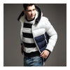Man Contrast Color Hoodied Slim Cotton Coat   white  M - Mega Save Wholesale & Retail - 2