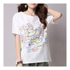Loose Casual Little Fish Short Sleeve T-shirt   white   M - Mega Save Wholesale & Retail - 2