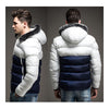 Man Contrast Color Hoodied Slim Cotton Coat   white  M - Mega Save Wholesale & Retail - 3