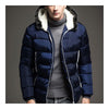Man Contrast Color Hoodied Slim Cotton Coat  sapphire blue   M - Mega Save Wholesale & Retail - 1