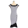 Slim Dress Solid Color Sleeveless Frill   grey   S - Mega Save Wholesale & Retail - 1