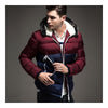 Man Contrast Color Hoodied Slim Cotton Coat   wine red   M - Mega Save Wholesale & Retail - 2
