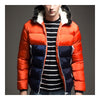 Man Contrast Color Hoodied Slim Cotton Coat   orange red   M - Mega Save Wholesale & Retail - 1