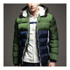 Man Contrast Color Hoodied Slim Cotton Coat   army green  M - Mega Save Wholesale & Retail - 1