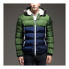 Man Contrast Color Hoodied Slim Cotton Coat   army green  M - Mega Save Wholesale & Retail - 2