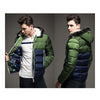 Man Contrast Color Hoodied Slim Cotton Coat   army green  M - Mega Save Wholesale & Retail - 3