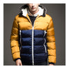 Man Contrast Color Hoodied Slim Cotton Coat   apricot   M - Mega Save Wholesale & Retail - 1