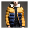 Man Contrast Color Hoodied Slim Cotton Coat   apricot   M - Mega Save Wholesale & Retail - 2