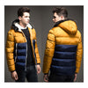 Man Contrast Color Hoodied Slim Cotton Coat   apricot   M - Mega Save Wholesale & Retail - 3