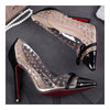 Transparent Dot Rivet Bowknot Pointed High Heel Thin Shoes   black