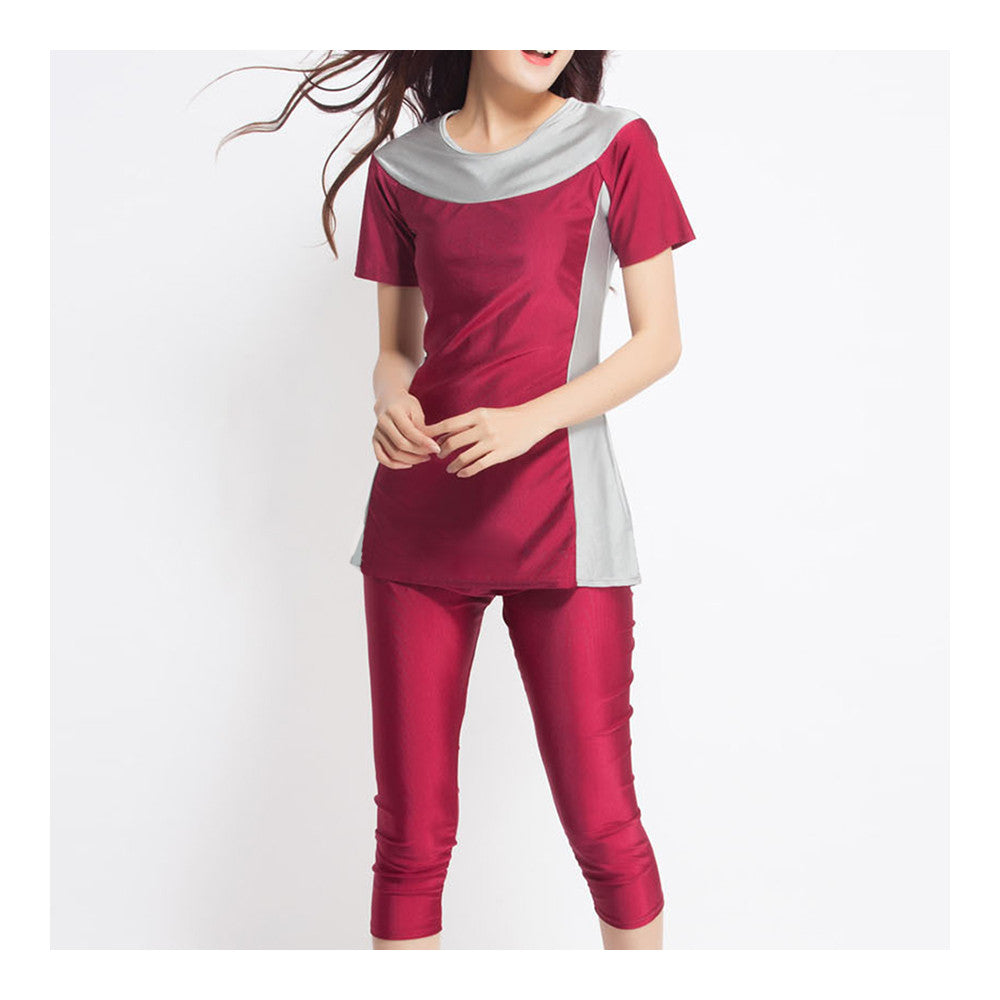 Musilim Swimwear Swimsuit Burqini hw10f   wine red   XS - Mega Save Wholesale & Retail - 1