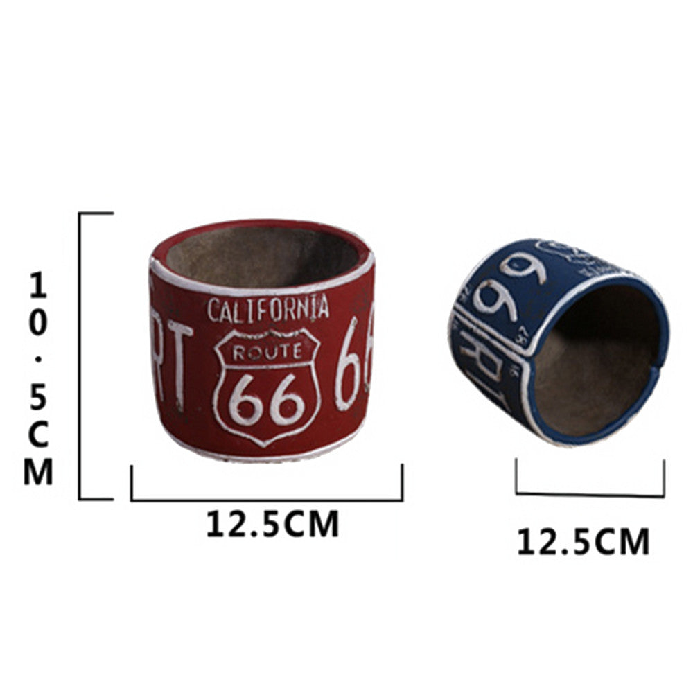 Vintage America 66 Route Car Plate Ashtray Succulent Pot   blue - Mega Save Wholesale & Retail - 2