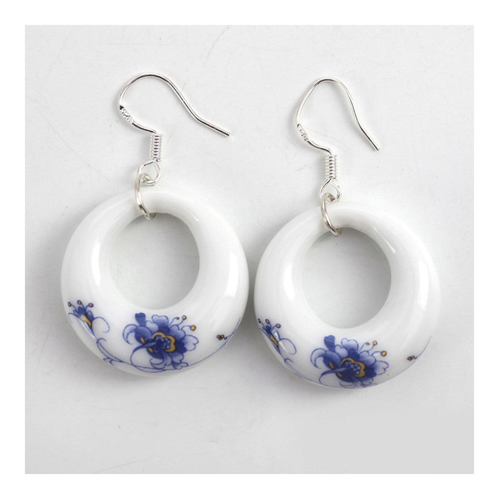 Jingdezhen ceramics factory direct jewelry national wind elegant earrings ring 925 silver dollar mixed batch - Mega Save Wholesale & Retail - 1